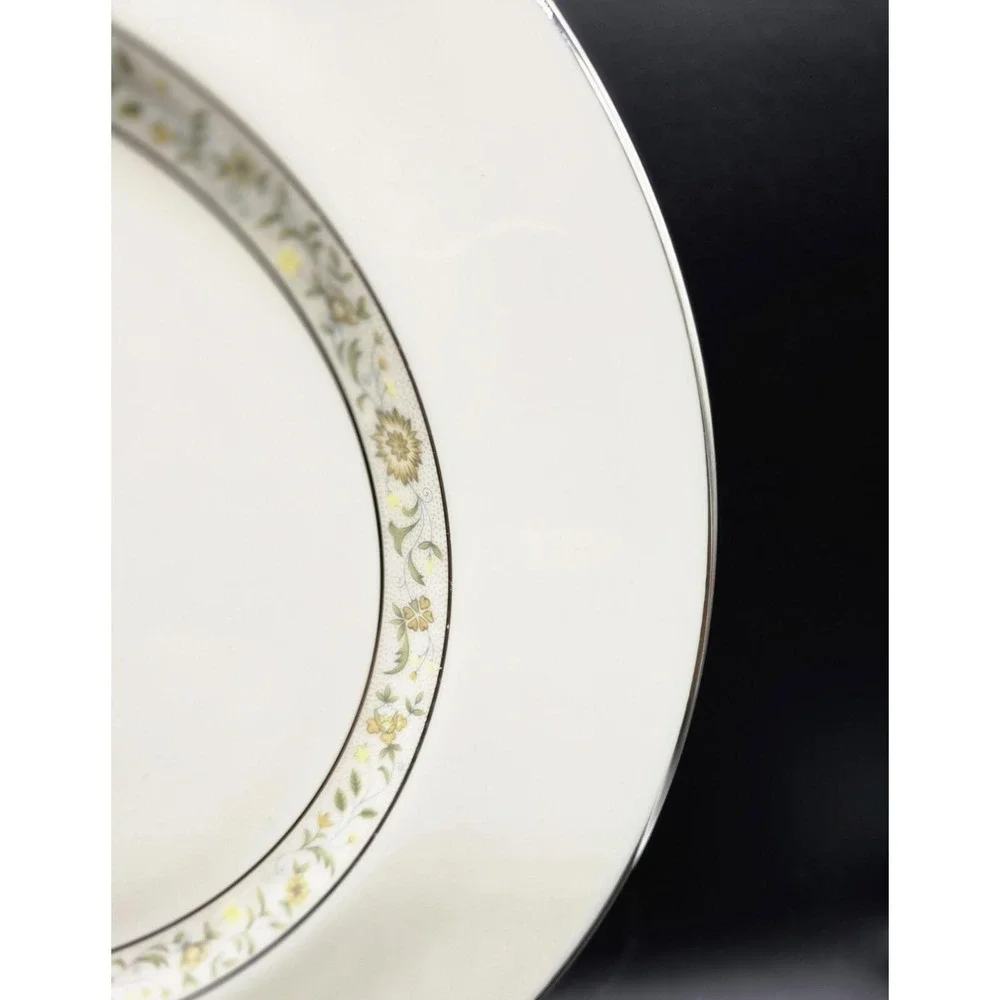 Set/8 Vintage Lenox Springdale Dinner Plate Platinum 10.5